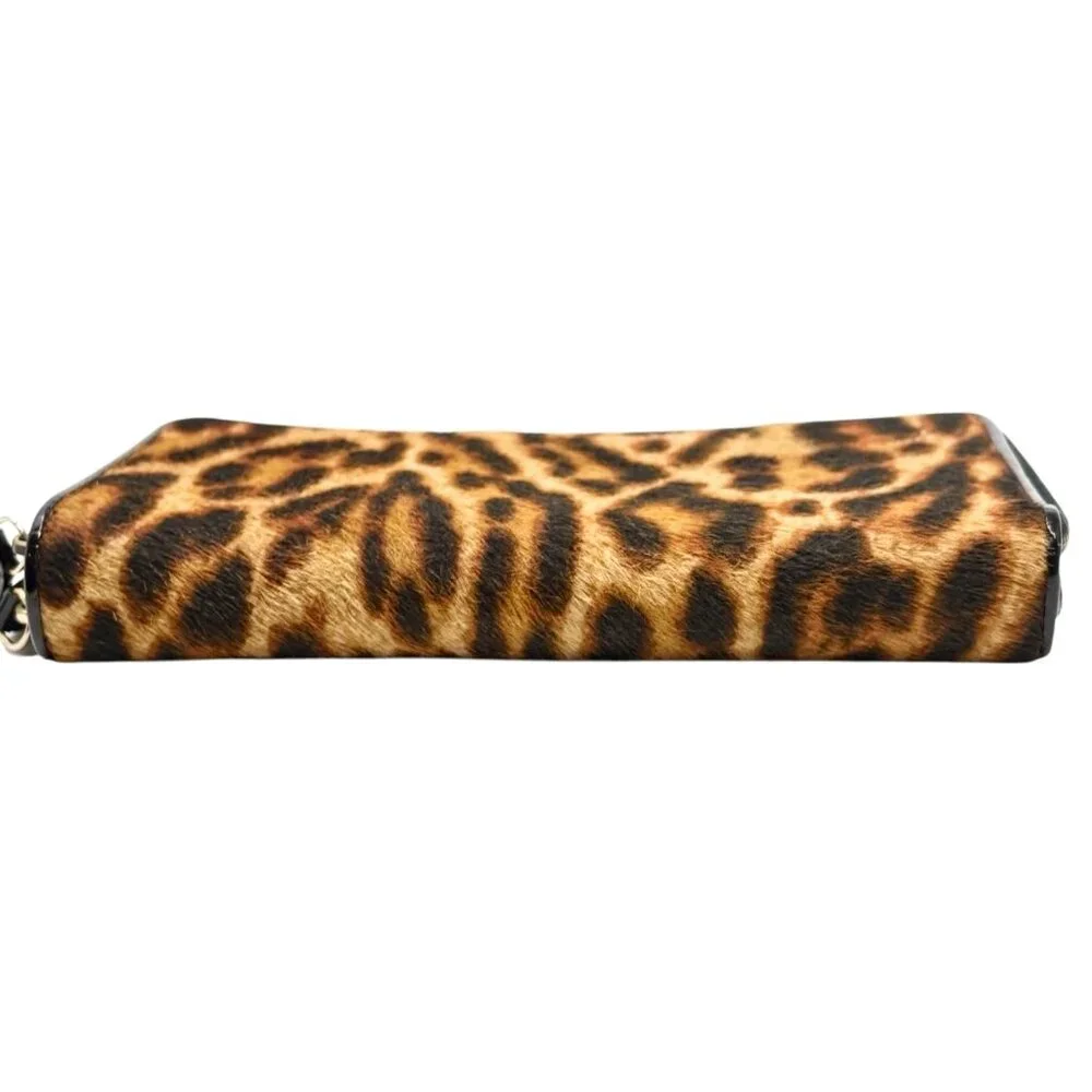 Christian Dior Vintage 2001 Logo Leopard Print Pony Hair Wallet Dice [106430]